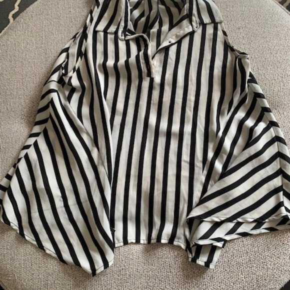 Monteau Draped Striped Sleeveless Blouse - Picture 4 of 4